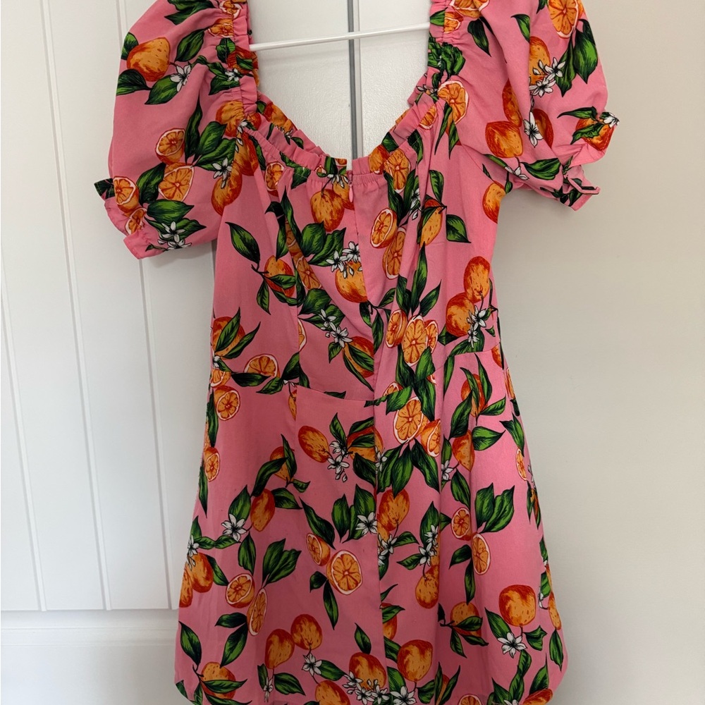 Goodnight Macaroon Pink Citrus Print Romper - Picture 4 of 7